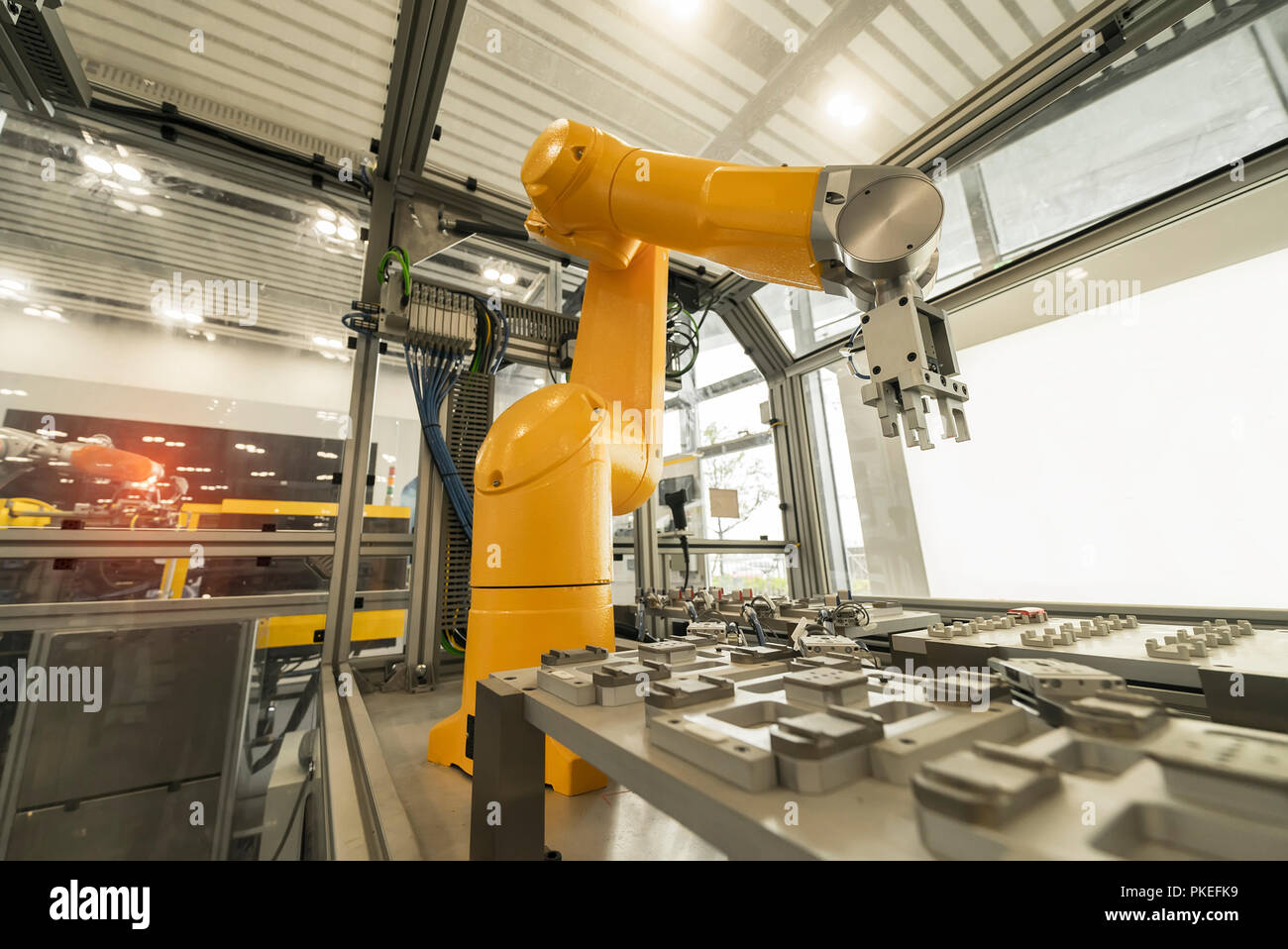 Robotic Arm production lines modern industrial technology. Automated