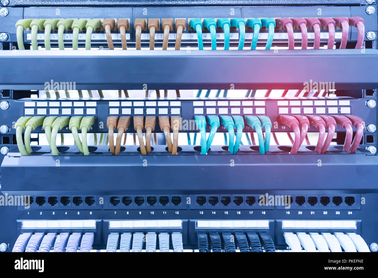 cables and network switching hub system communication Stock Photo Alamy