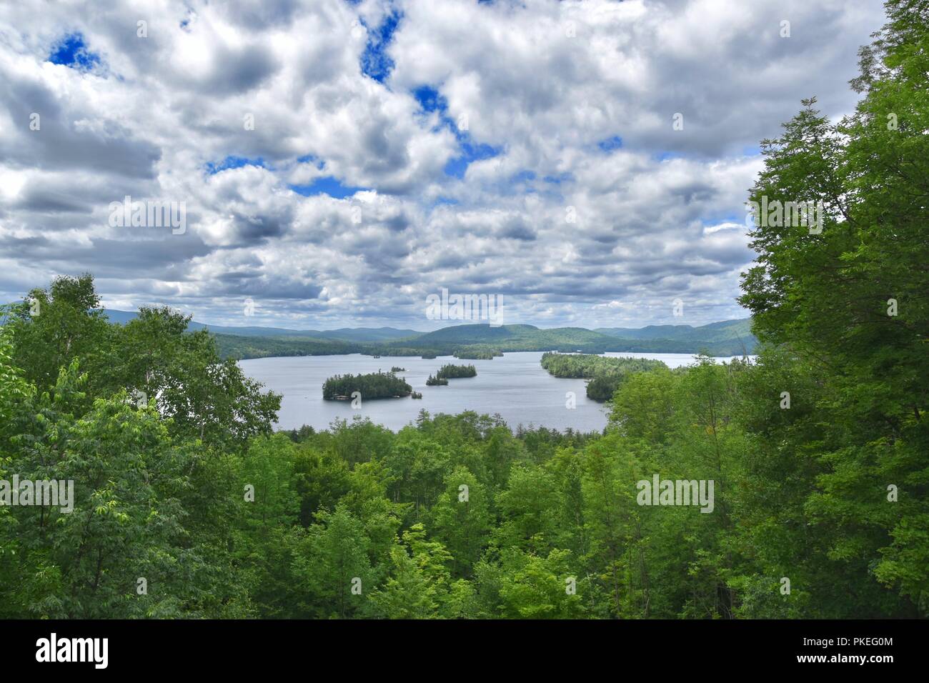 The view of Blue Mountain Lake seen from the Adirondack Museum in the