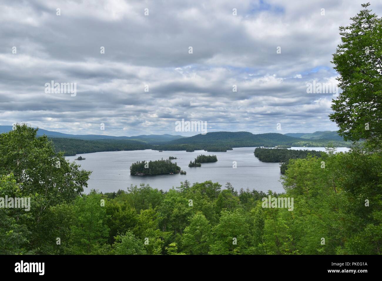 The view of Blue Mountain Lake seen from the Adirondack Museum in the