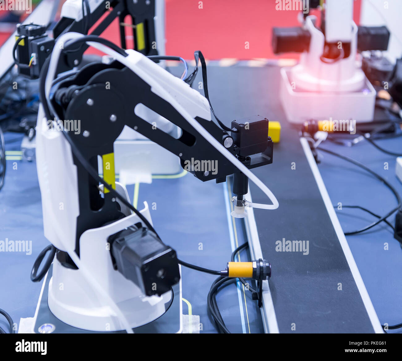 Robotic vision sensor camera system in phone intellegence factory Stock Photo