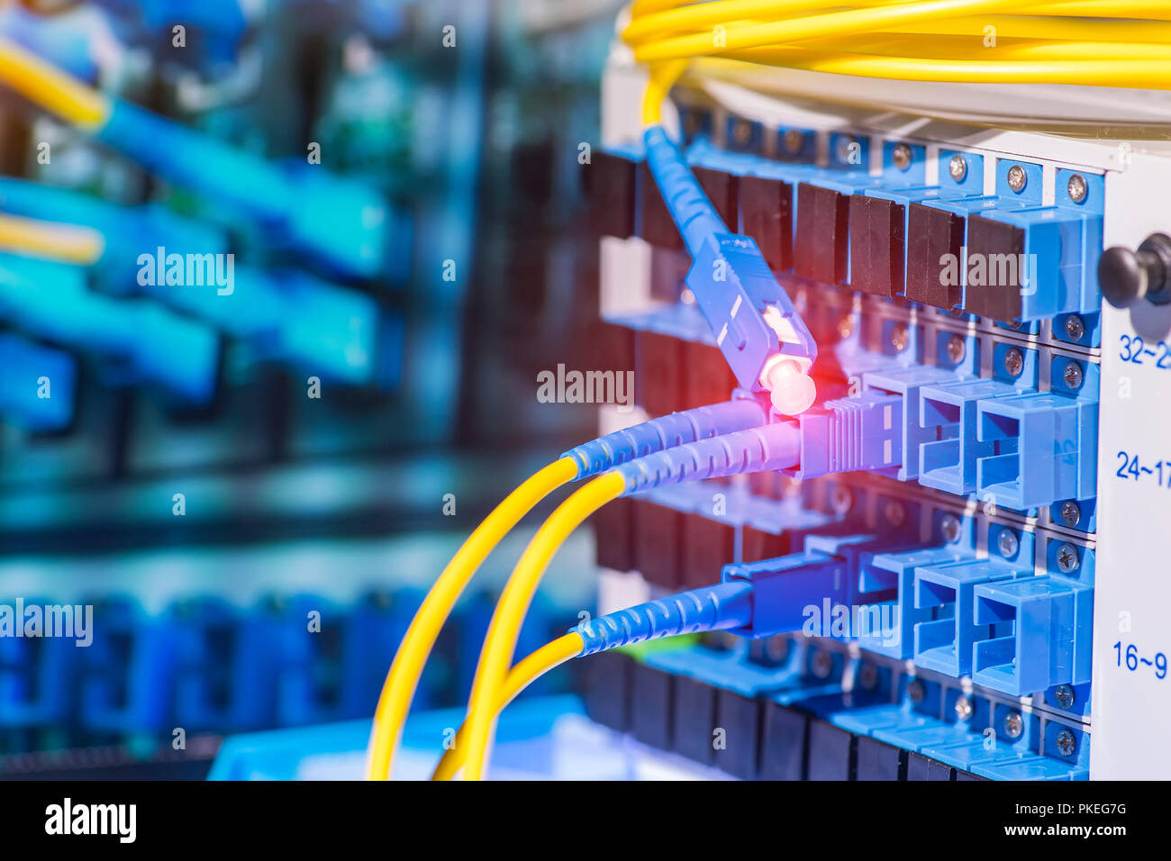 Technology center with fiber optic equipment Stock Photo Alamy