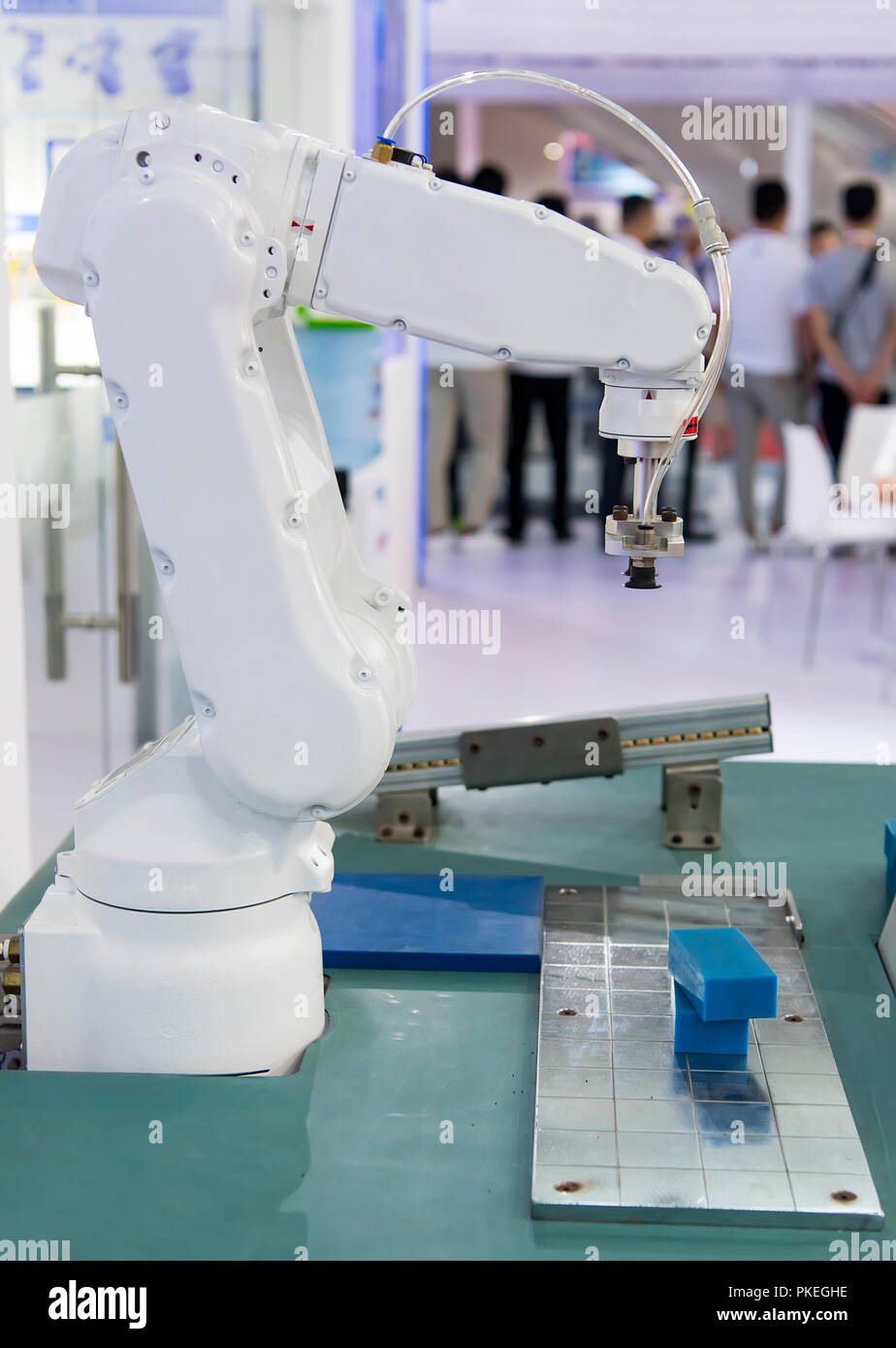 robot machine tool in industrial manufacture plant,Smart factory industry 4.0 concept. Stock Photo
