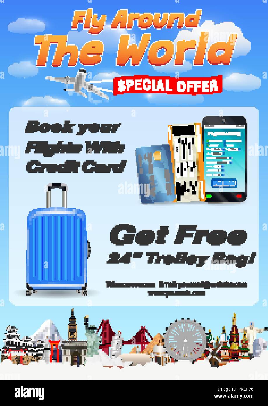 fly around the world promotion poster banner Stock Vector Image & Art ...