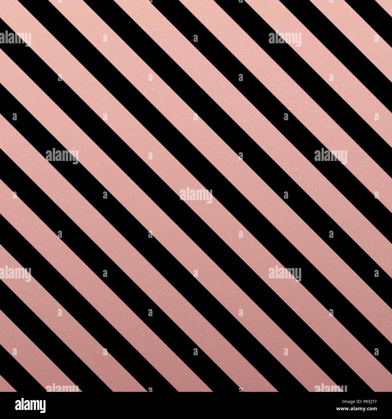 Rose Gold glittering diagonal lines pattern on black background. Stock Vector