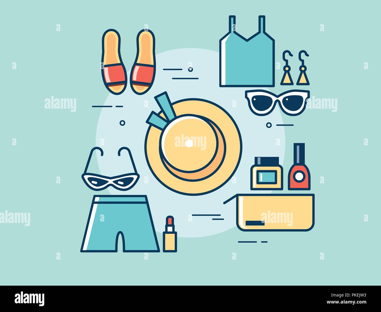 Set of clothes for travel Stock Vector