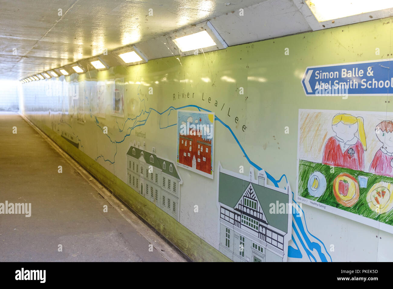Walkway underpass, Hertford, UK Stock Photo