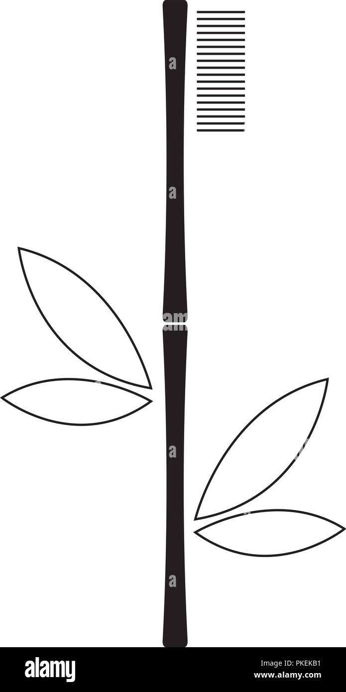 Simply Vector Illustration: Bamboo Toothbrush with Leaves. Stock Vector