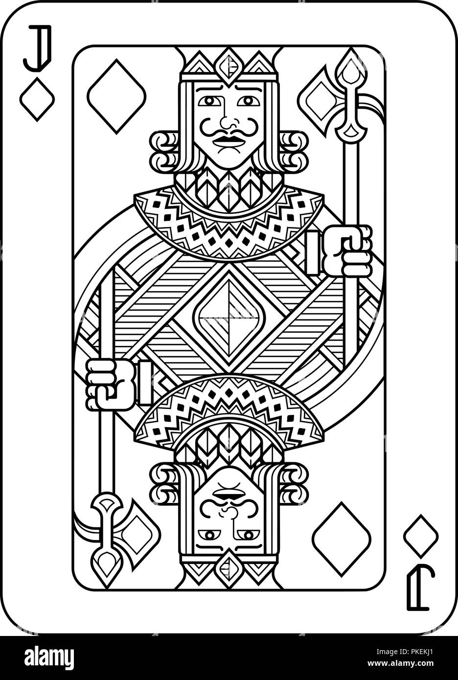 Playing Card Jack of Diamonds Black and White Stock Vector