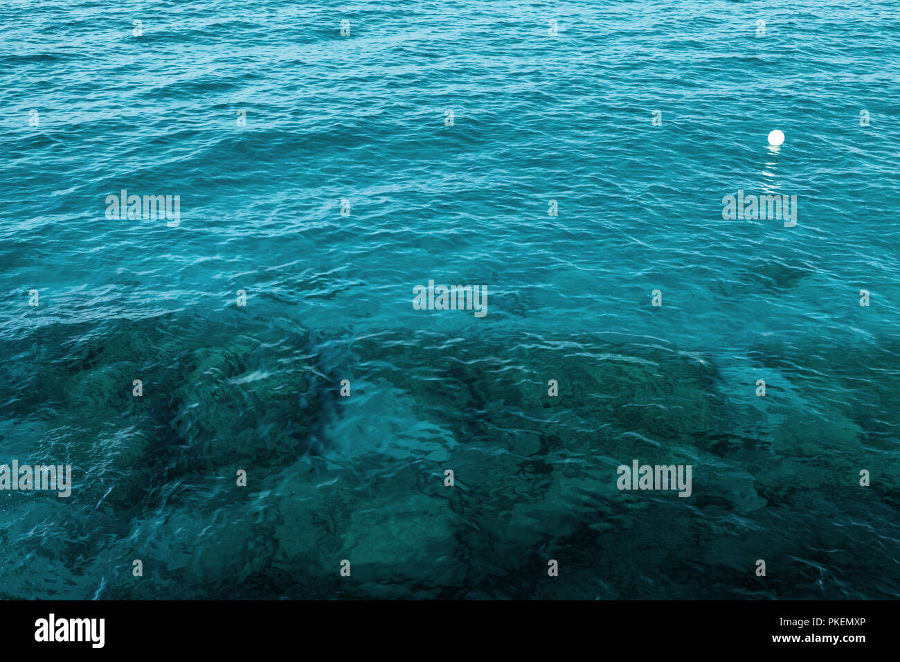 Deep blue water of Mediterranean Sea, background photo taken from coast of Cyprus island in summer Stock Photo