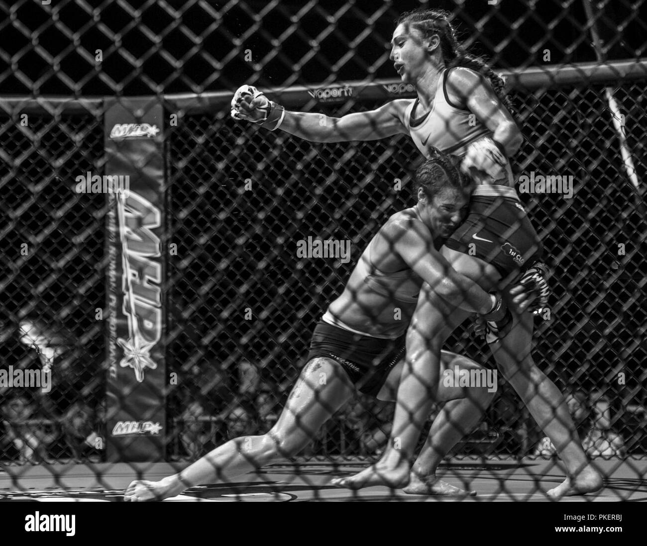 Left, Victoria Leonardo and Salina Rowland, mixed martial arts athletes