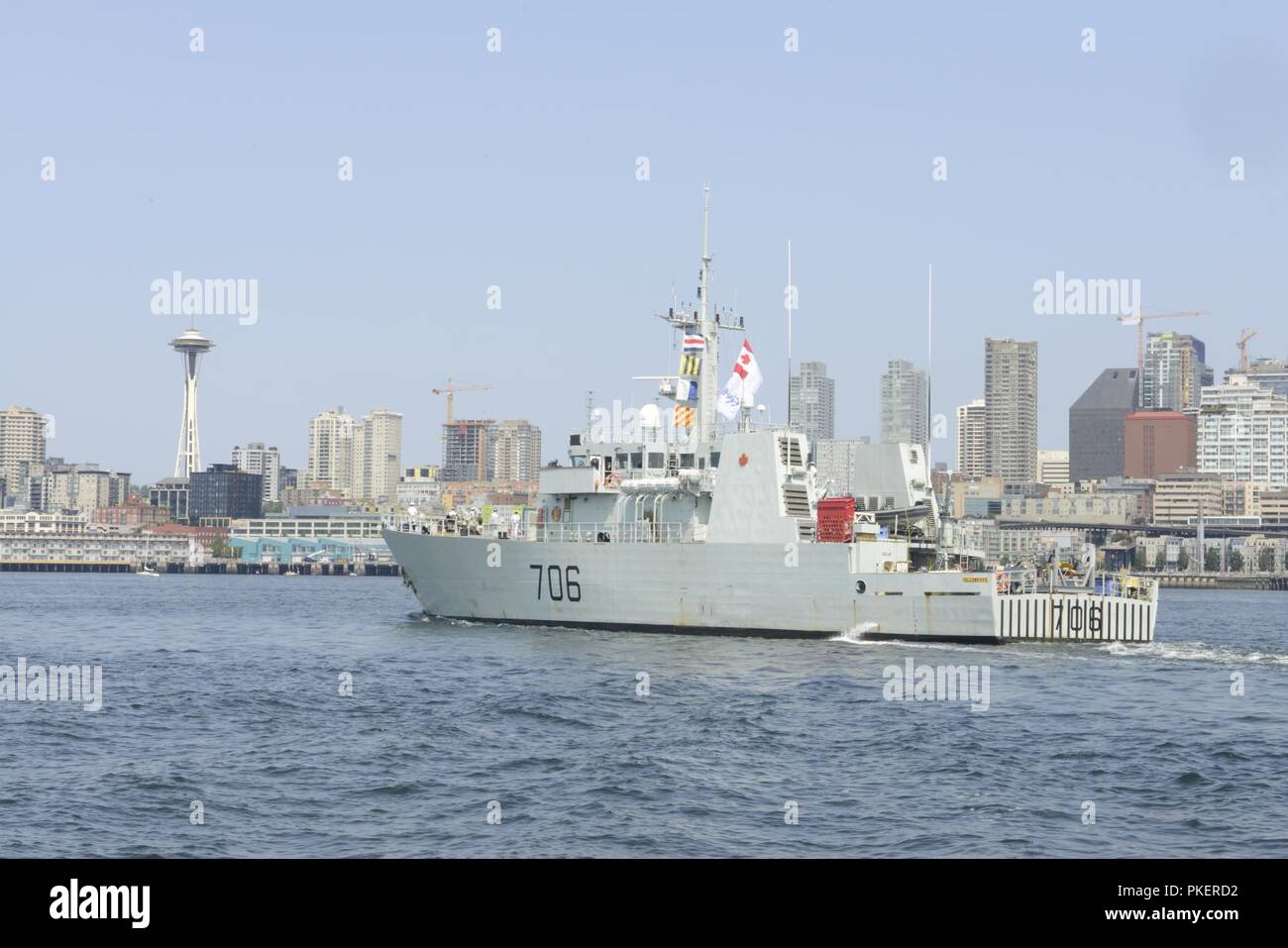 The crew of the HMCS Yellowknife (MM 706), a Royal Canadian Navy