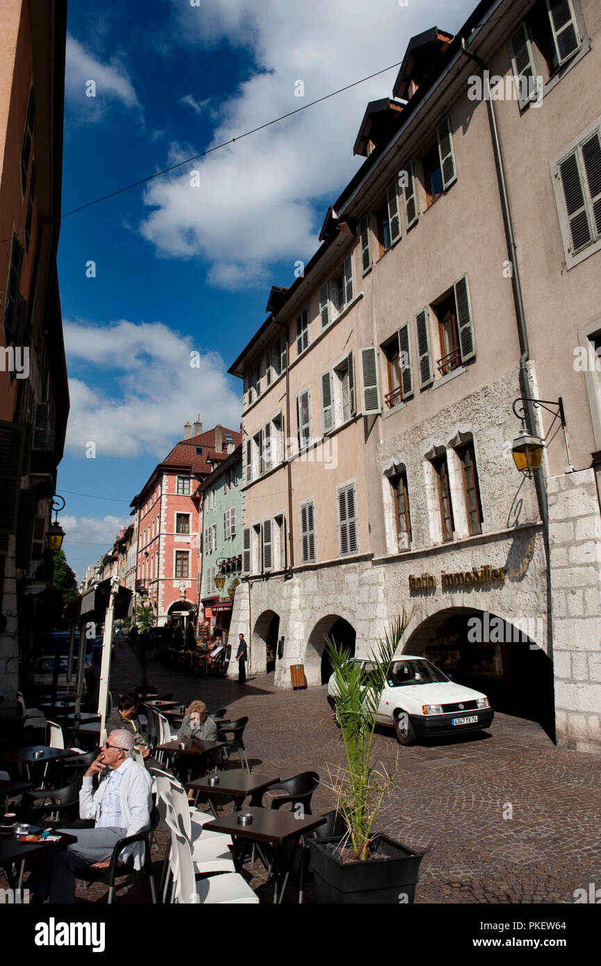 The SaintMaurice street in Annecy, capital of the HauteSavoie