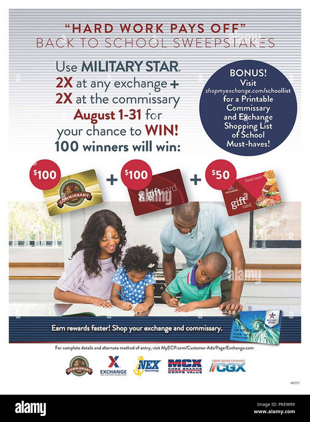 Shoppers Automatically Earn An Entry With Two Purchases At Their Local Commissary Plus Two Purchases At Military Exchange Locations With Their Military Star Card From Aug 1 Through 31 100 Winners Will