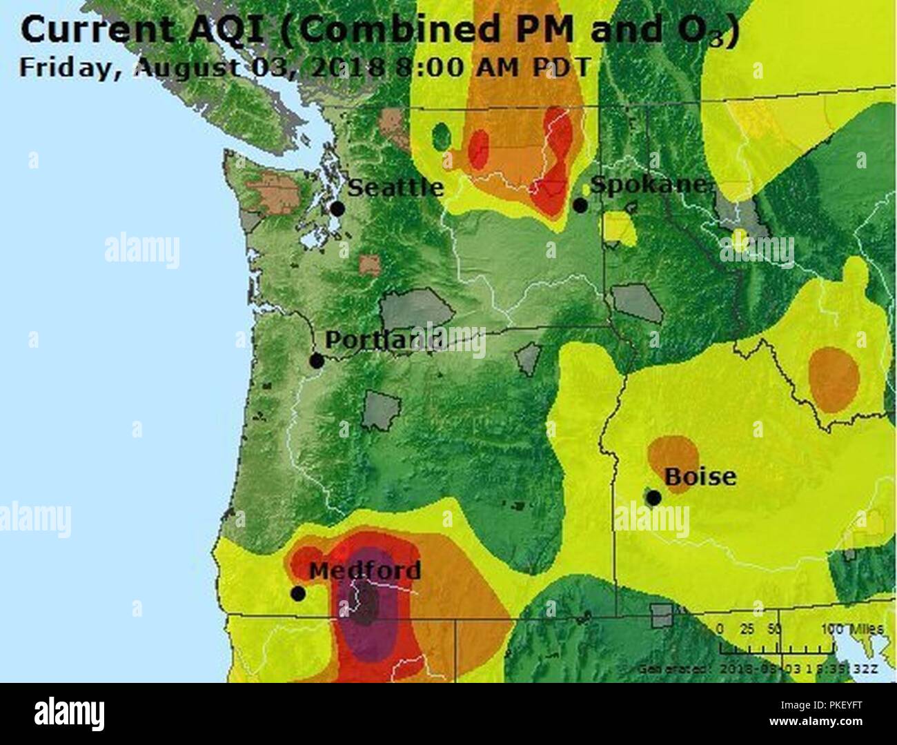 An Air Quality Map Displaying Information From Oregon And