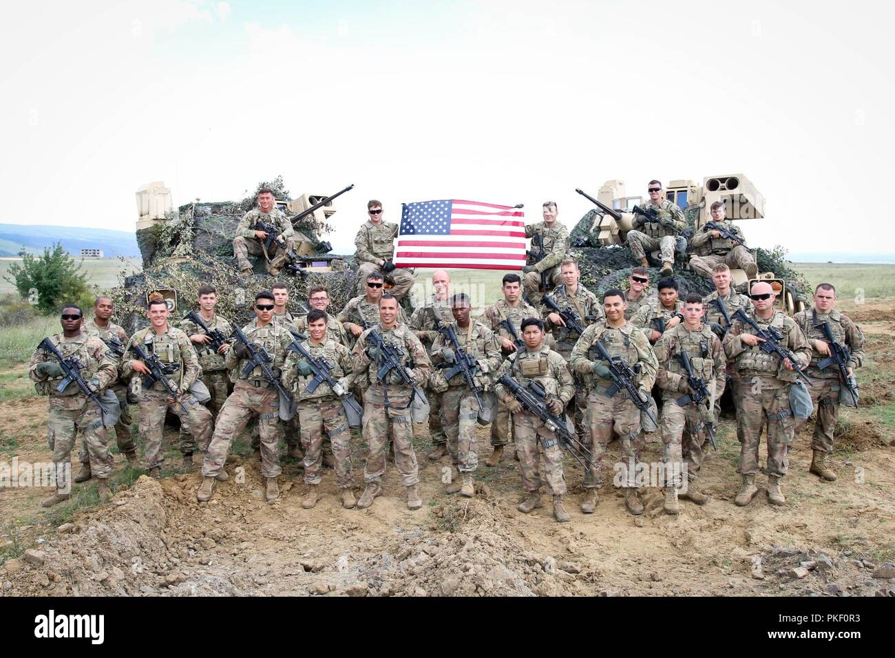 U.S. Army Soldiers from 2nd Platoon, Alpha Company, 2nd Battalion, 5th Cavalry Regiment, 1st Armored Brigade Combat Team, 1st Cavalry Division, including Sgt.1st Class Darrell Myers, platoon sergeant, first row, first from U.S. Army Soldiers from 2nd Platoon, Alpha Company, 2nd Battalion, 5th Cavalry Regiment, 1st Armored Brigade Combat Team, 1st Cavalry Division, including Sgt.1st Class Darrell Myers, platoon sergeant, first row, first from