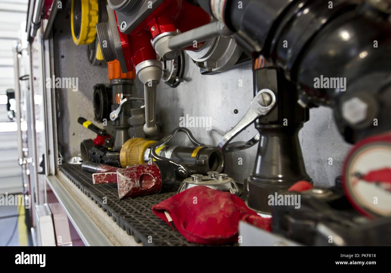 A firefighter with the Directorate of Emergency Services Fire