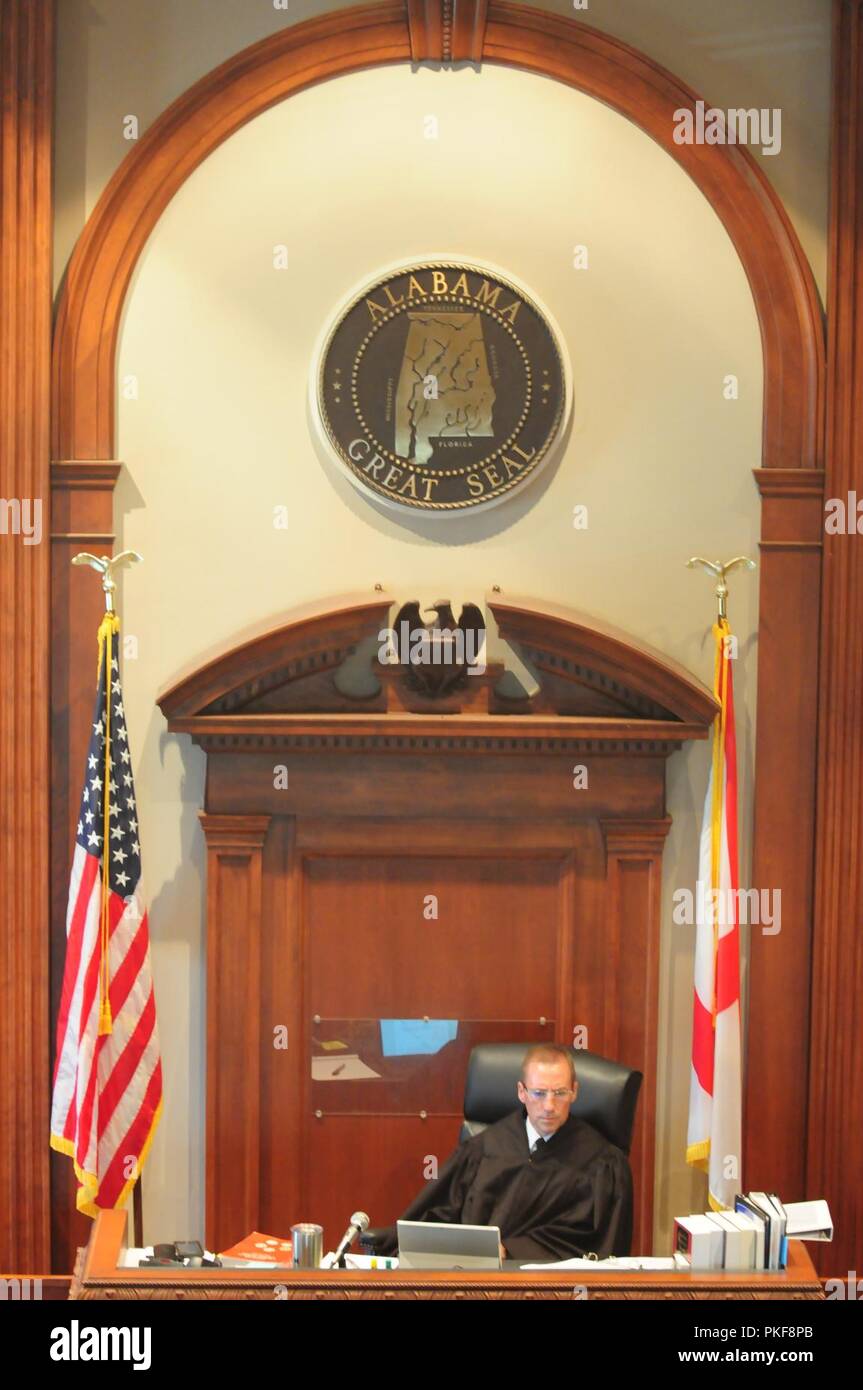 Military Judge, Lt. Col. Brian Howell, presides over the 167th Theater