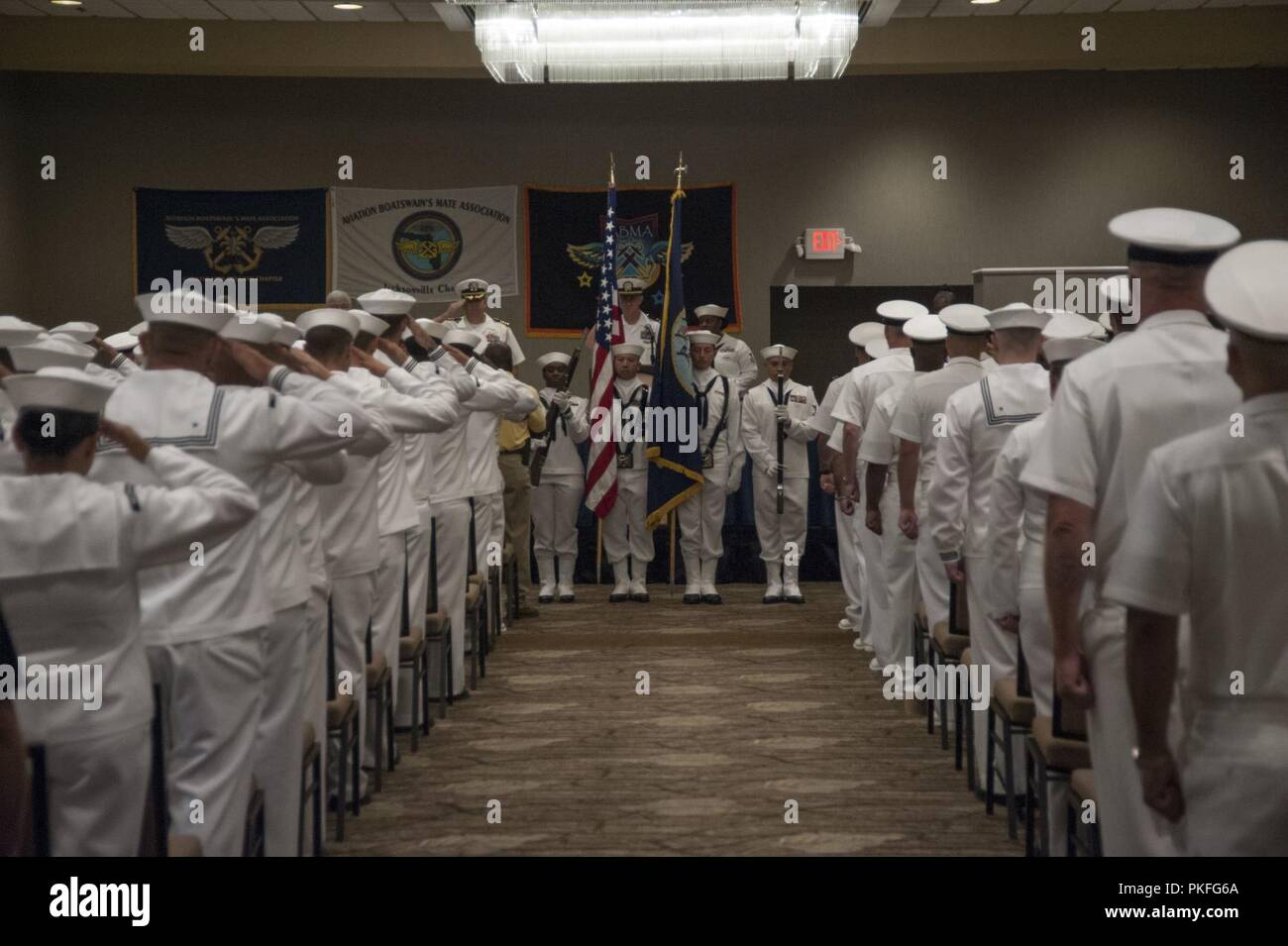 SAN DIEGO (Aug. 6, 2018) Sailors parade the colors during the opening