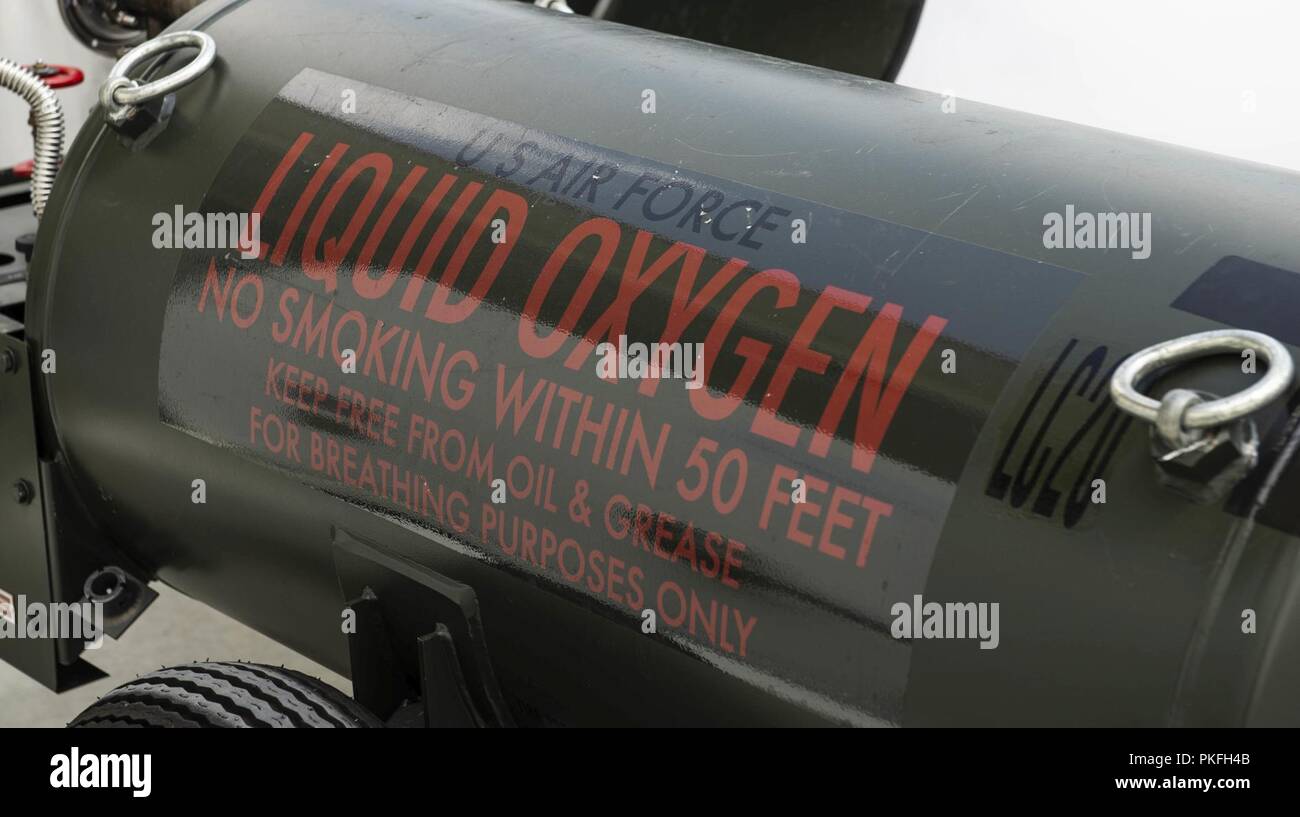 A liquid oxygen cart sits empty July 27, 2018, at Kadena Air Base, Japan.  The 'lox carts' are brought to the 18th Logistics Readiness Squadron  cryogenic production plant to be filled Stock