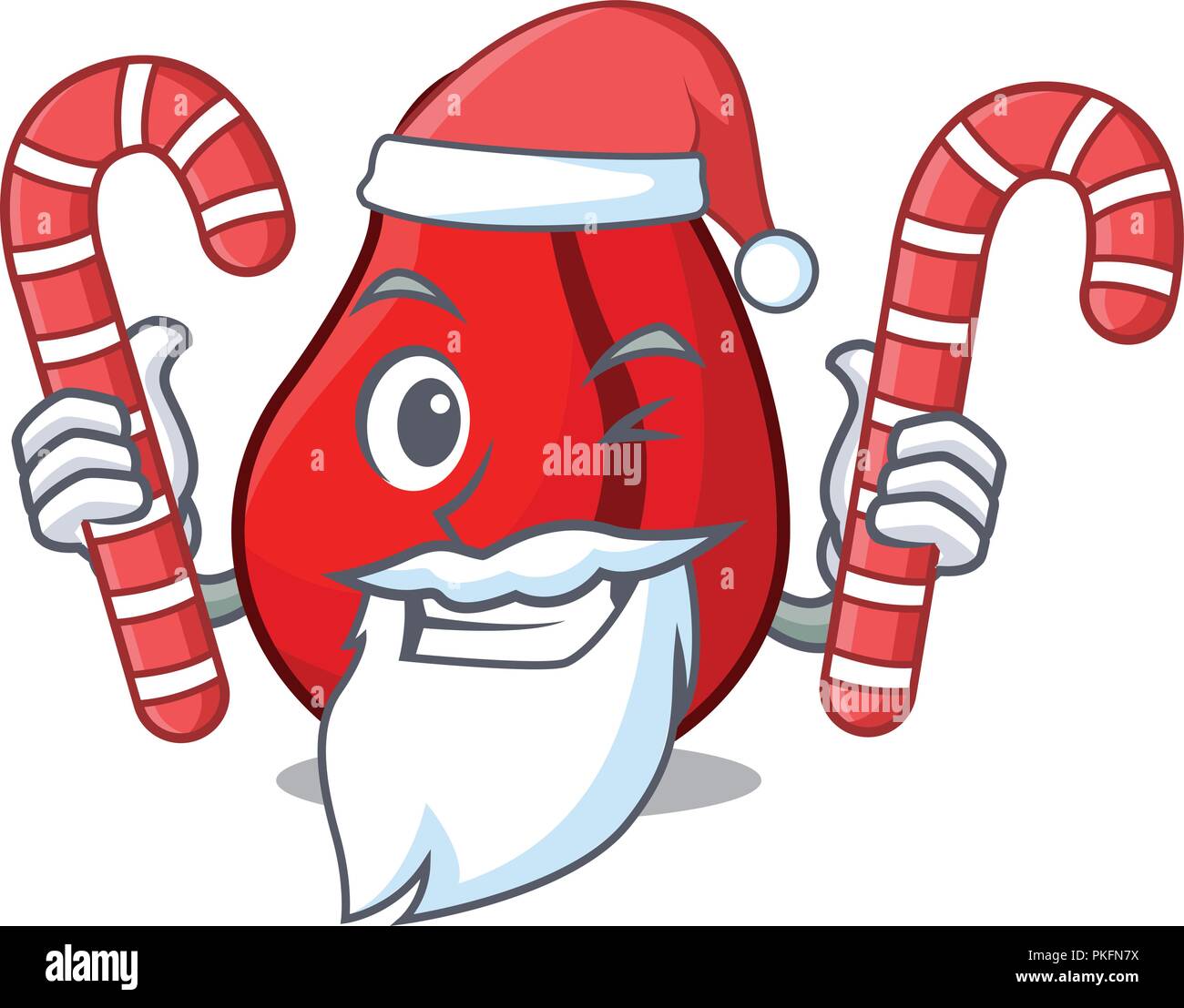 Santa with candy mascot cola nuts for cook ingredient Stock Vector