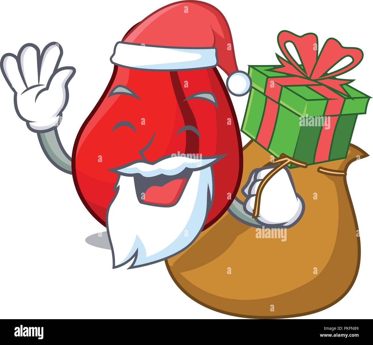 Santa with gift mascot cola nuts for cook ingredient Stock Vector