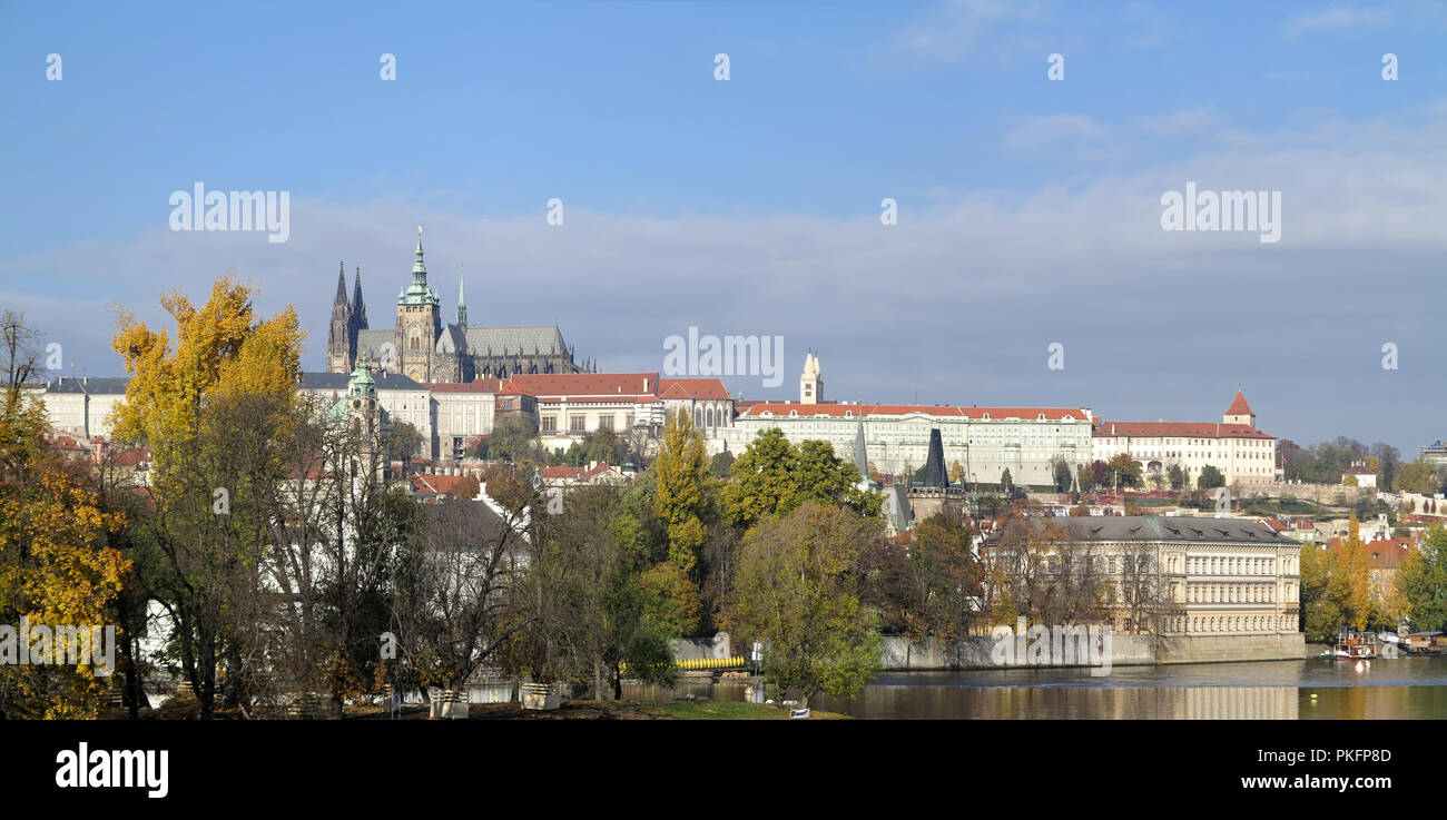 Hradcany - Prague castle and St Vitus cathedral Stock Photo