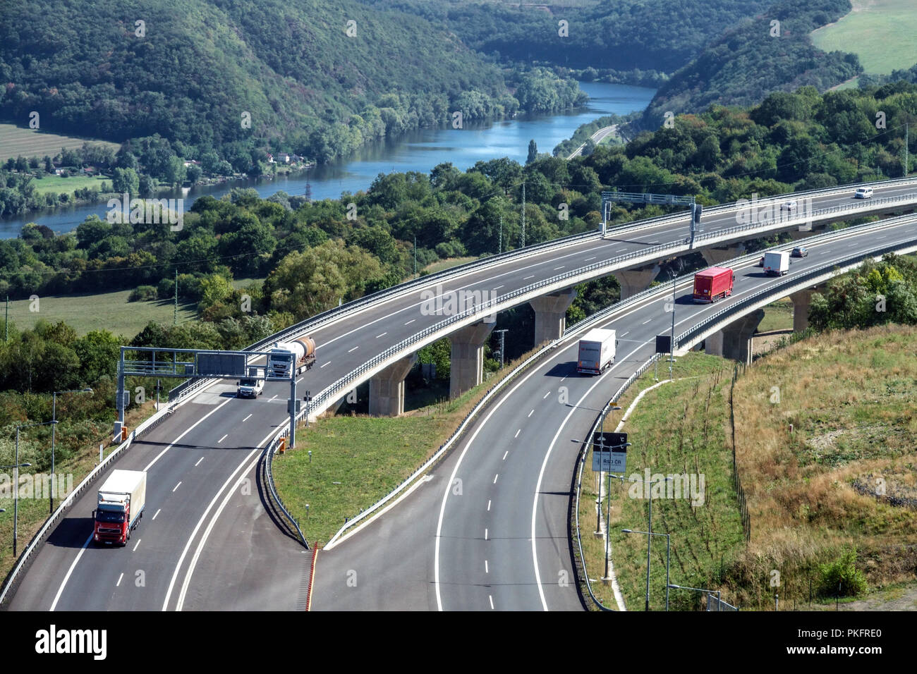 Highway Bridge near Prackovice, Czech Republic Stock Photo