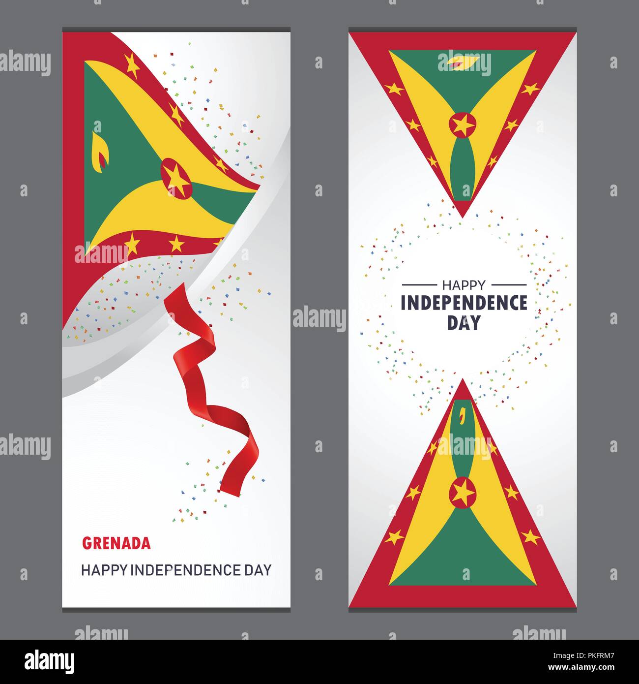 Grenada Happy independence day Confetti Celebration Background Vertical Banner set Stock Vector