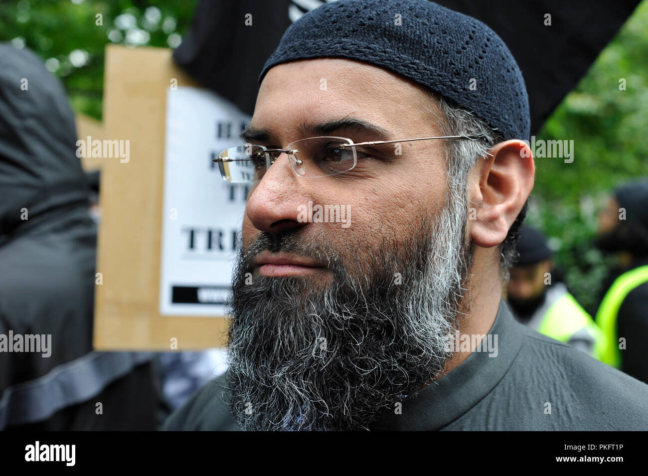 Anjem Choudary of the Muslims Against Crusades (MAC) group formerly of Islam4UK. He was convicted of inviting support for a proscribed organisation Stock Photo