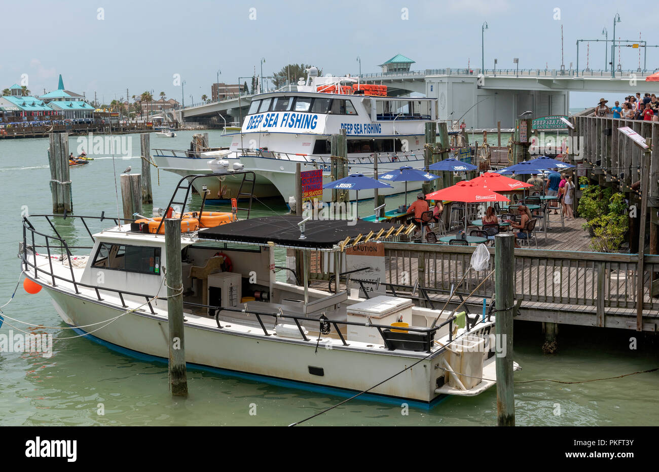John's Pass Village boardwalk at Madeira Beach, Florida, USA Stock