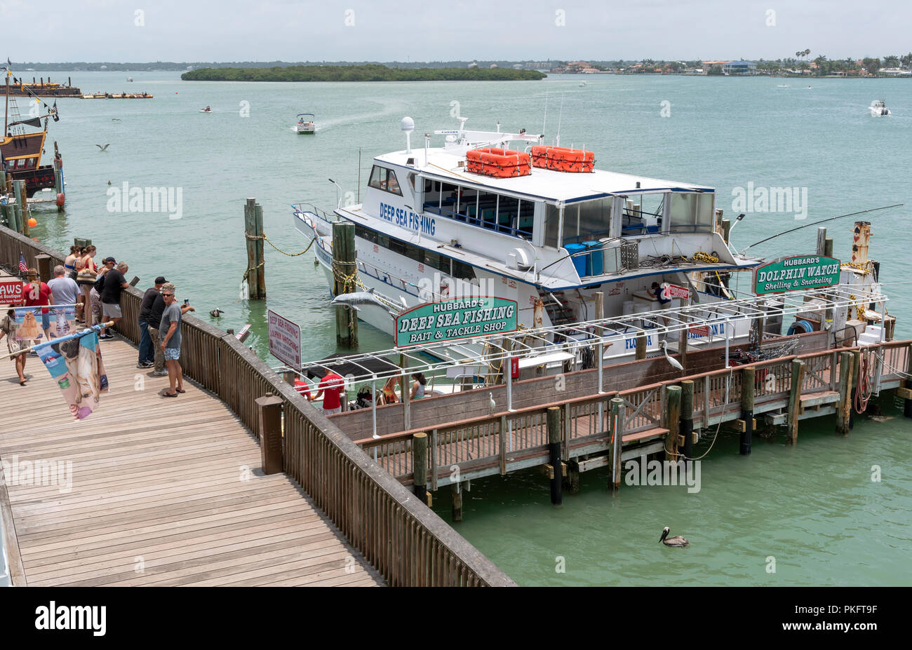John's Pass Village boardwalk at Madeira Beach, Florida, USA Stock