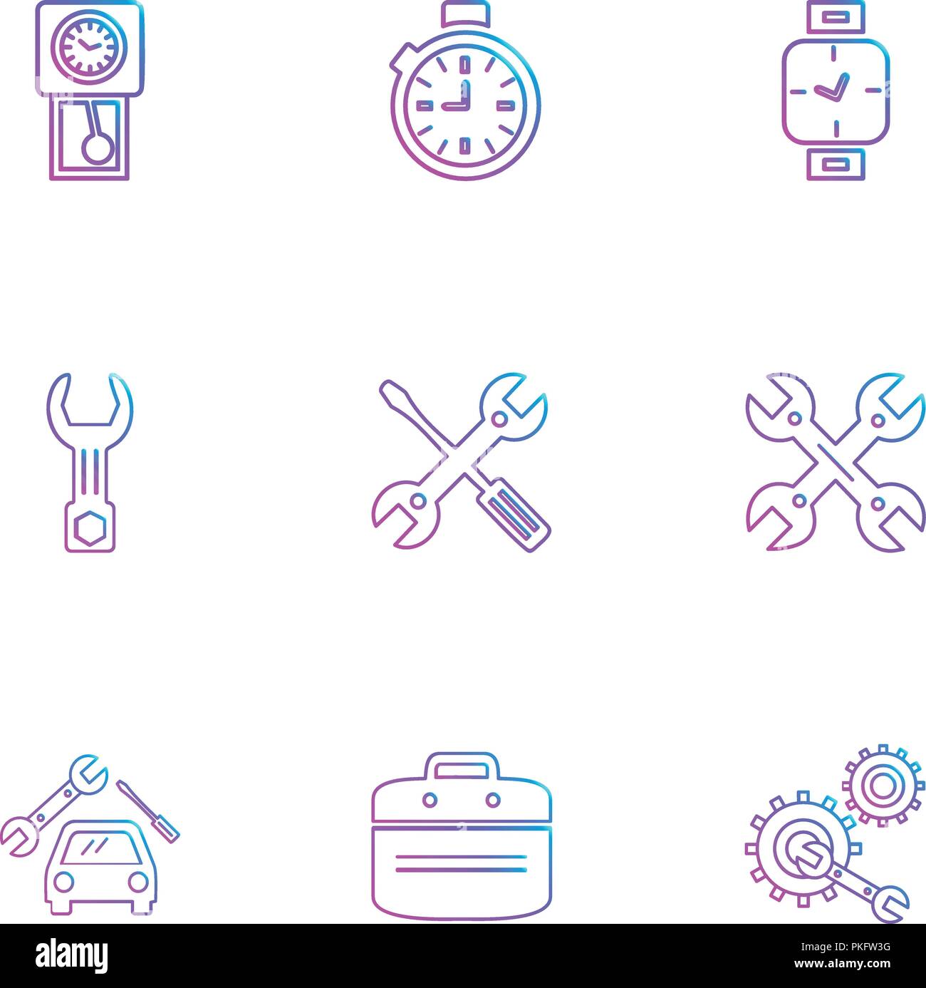 Breifcase ,setting , car , Watch , time , clock , alaram , day , timers ...