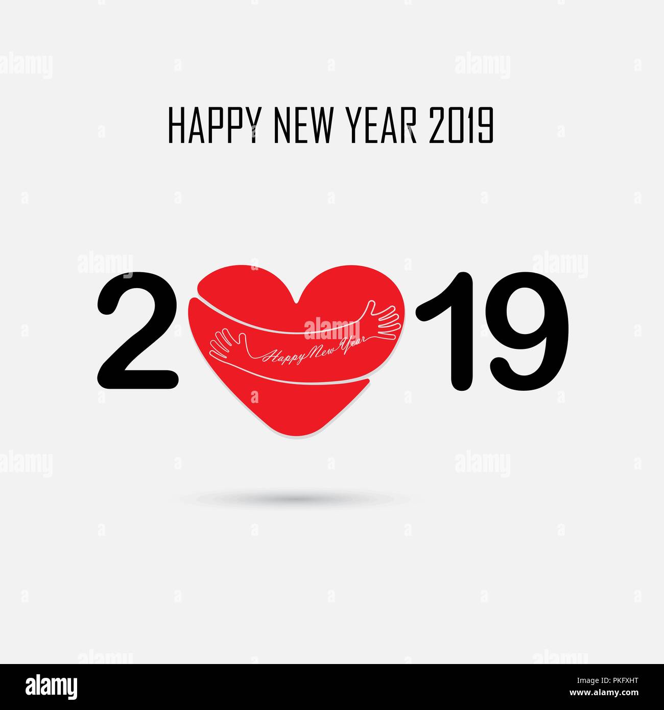 2 0 1 And 9 And Hand Sign With Holiday Background Concept Red Heart Sign And Happy New Year 19 Typographical Design Elements Happy New Year 19 Hol Stock Vector Image Art Alamy