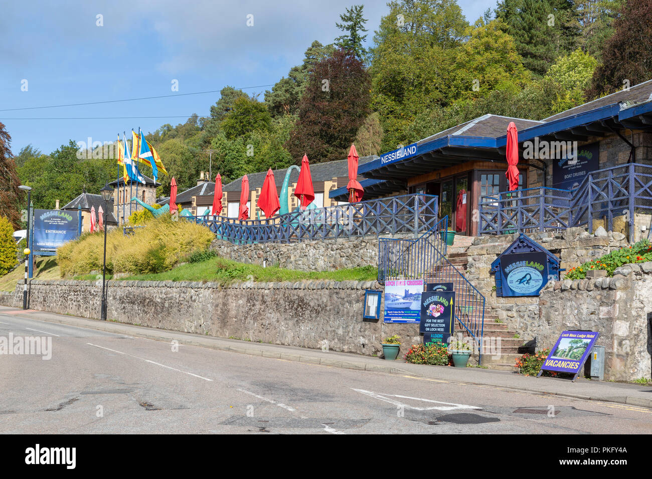 Nessieland tourist facility in Drumnadrochit, Highland Region, Scotland, UK. Loch Ness Monster exhibition Stock Photo