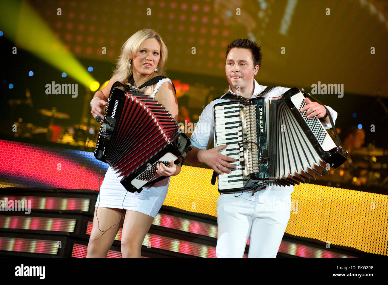 Accordion duo The Sunsets at the Schlagerfestival in Hasselt (Belgium,  02/04/2011 Stock Photo - Alamy