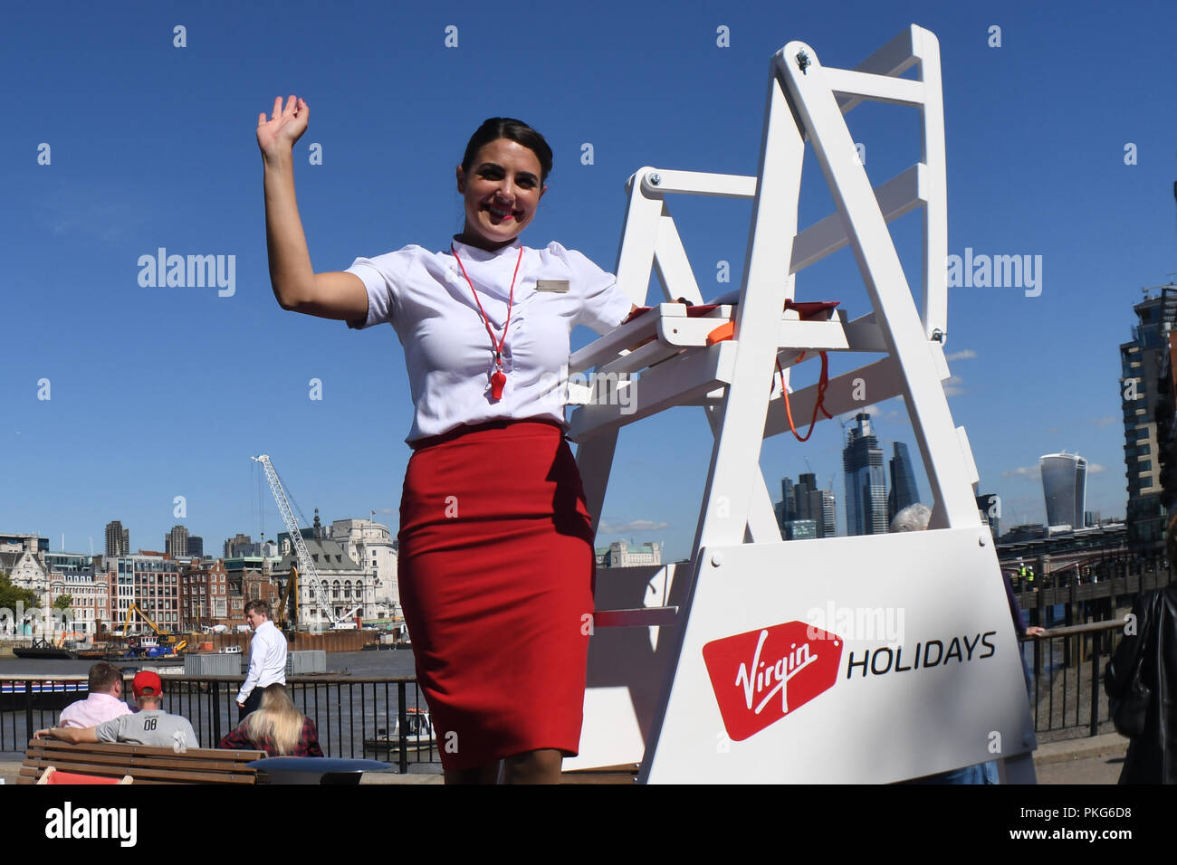 London, UK. 13th September 2018. ‘Say Balls to Boring’ ball pool in association with Virgin Holidays will be at Observation Point on the Southbank between 11am to 7pm on Thur Sep 13 and 9am to 6pm on Fri Sep 14. Credit: Picture Capital/Alamy Live News Stock Photo