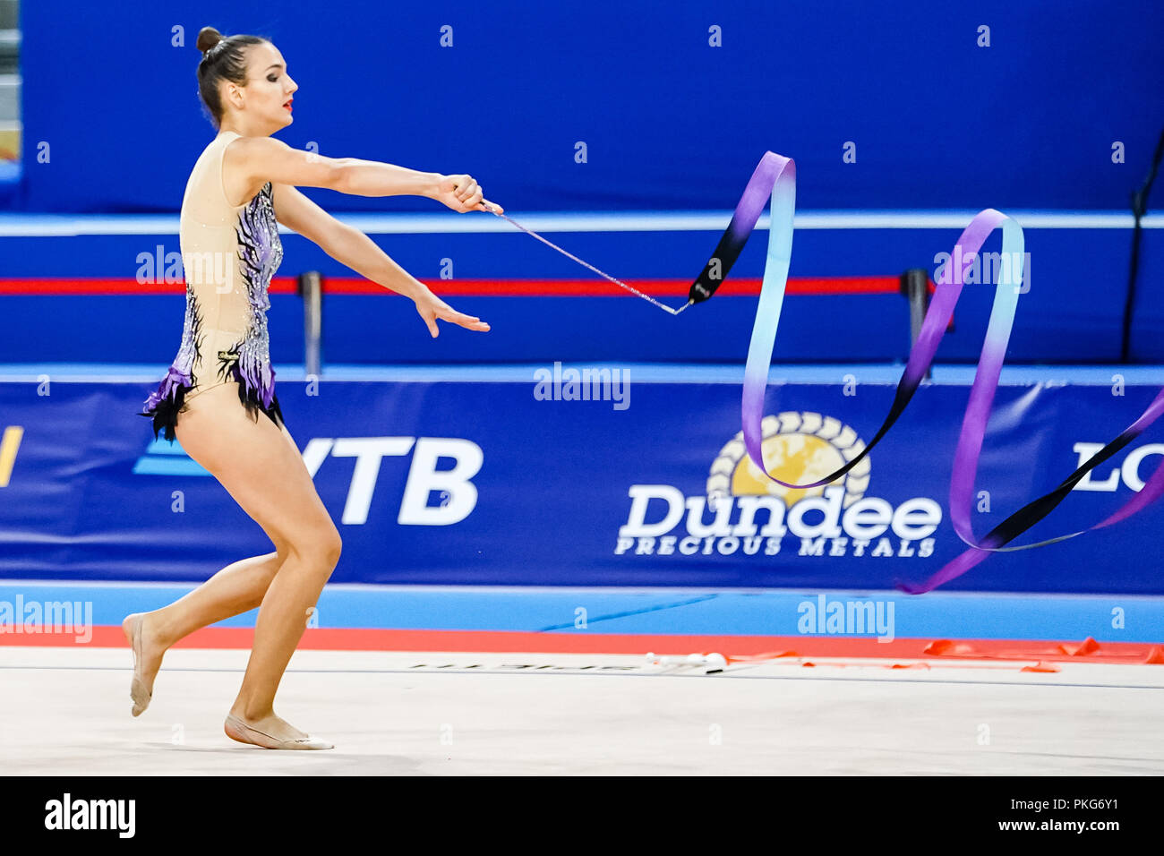 Sofia, Turkey. September 13, 2018: Jovana Markovic of Â Montenegro during Rhythmic Gymnastics World Championships at the Arena Armeec in Sofia at the 36th FIG Rhythmic Gymnastics World Championships. Ulrik Pedersen/CSM Stock Photo