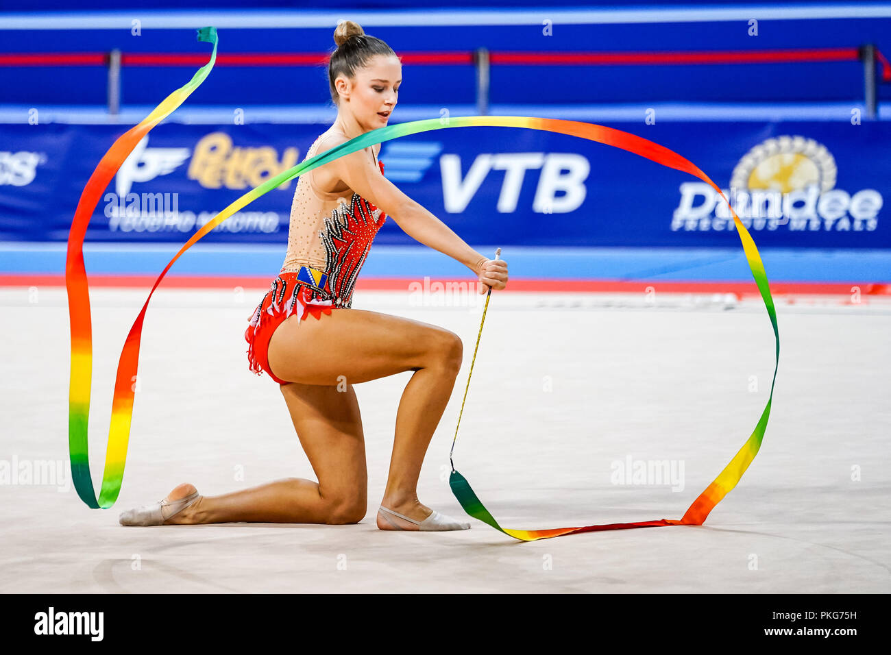 Sofia, Turkey. September 13, 2018: Sara Azman of Â Bosnia and Herzegovina during Rhythmic Gymnastics World Championships at the Arena Armeec in Sofia at the 36th FIG Rhythmic Gymnastics World Championships. Ulrik Pedersen/CSM Stock Photo