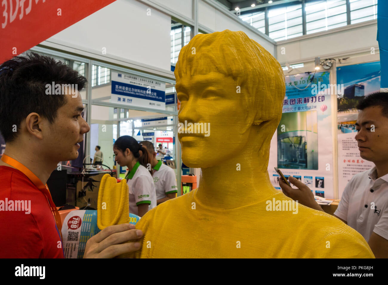 3D printed human sculpture at tech expo in Shenzhen, China. Stock Photo