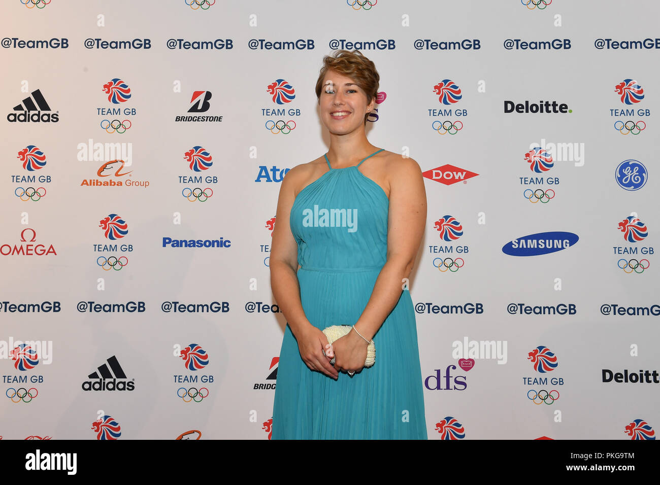 London, UK. 13th September 2018. Lizzy Yarnold attends the Team GB Ball 2018 - Red Carpet Arrivals on Thursday, September 13, 2018, at the Royal Horticultural Halls, LONDON ENGLAND. Credit: Taka Wu/Alamy Live News Stock Photo