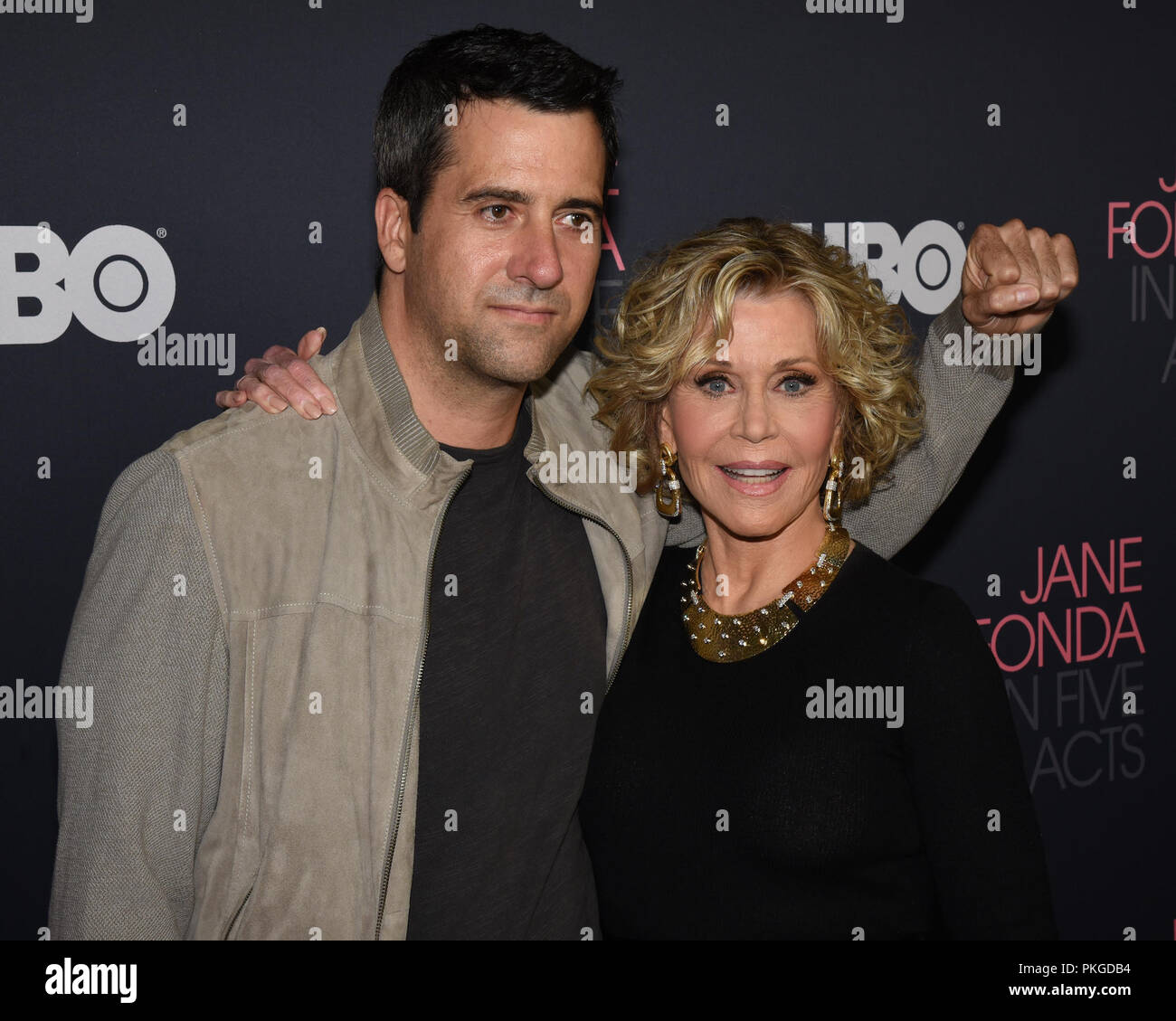Westwood Village, USA. 13th Sep, 2018. Troy Garity and Jane Fonda attends the Los Angeles premiere of HBO's 'Jane Fonda in Five Acts' at the Hammer Museum in Westwood Village, California on September 13, 2018. Credit: The Photo Access/Alamy Live News Stock Photo