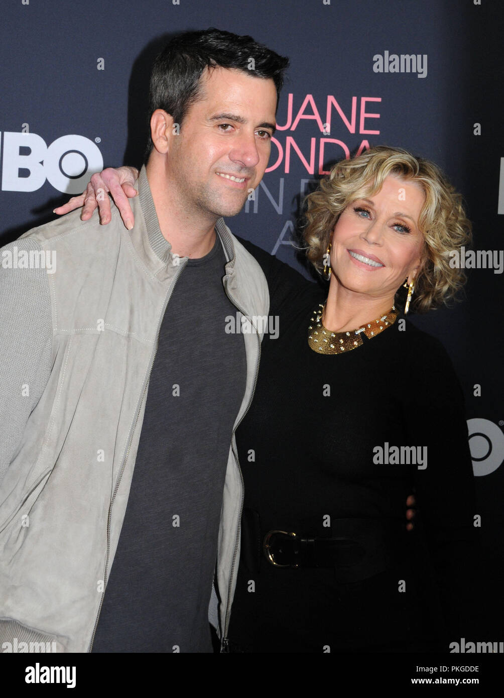 Los Angeles, USA. 13th Sep 2018. Actor Troy Garity and his mother actress Jane Fonda attend HBO Presents The Los Angeles Premiere of the HBO Documentary Film 'Jane Fonda In Five Acts' on September 13, 2018 at Hammer Museum in Los Angeles, California. Photo by Barry King/Alamy Live News Stock Photo