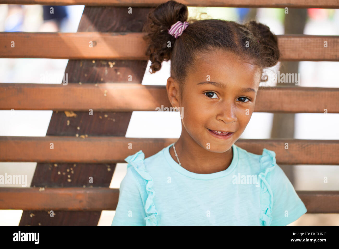 Close Up Portrait Of Pretty Mixed Race African American Little