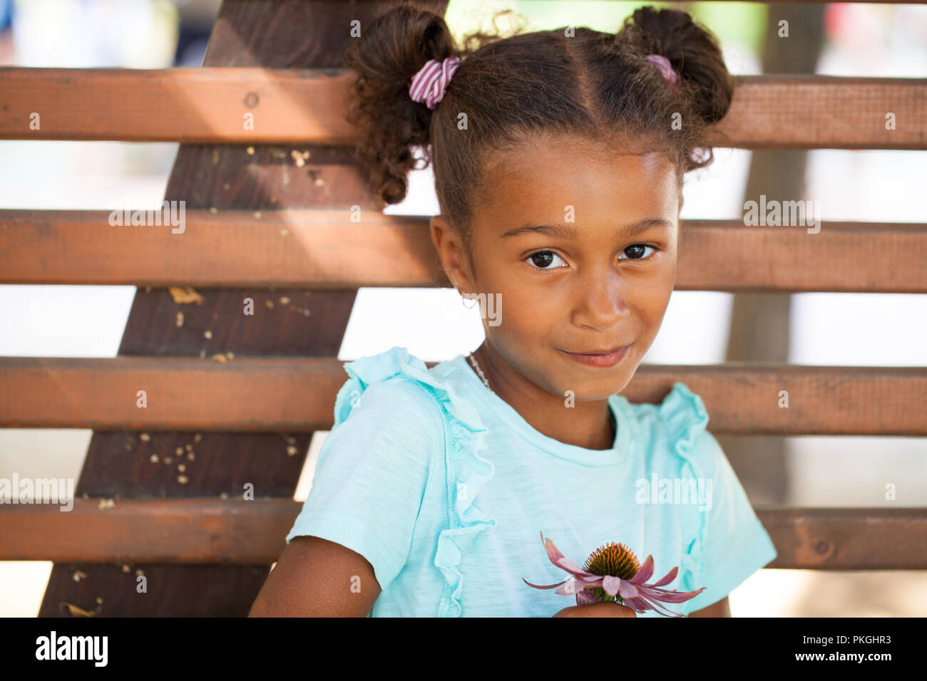 Close Up Portrait Of Pretty Mixed Race African American Little