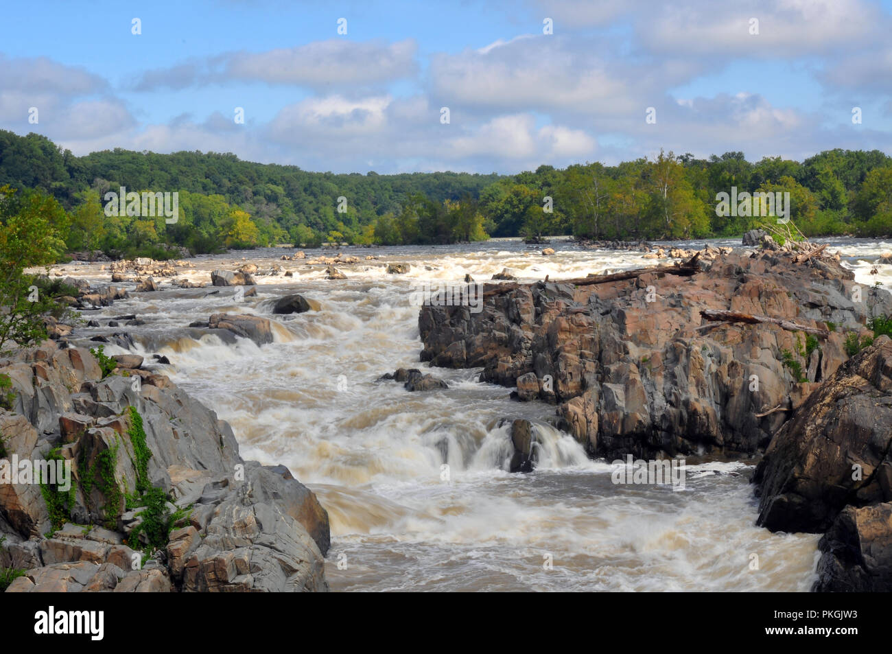 A View of the Falls at Great Falls Park in Virginia Stock Photo