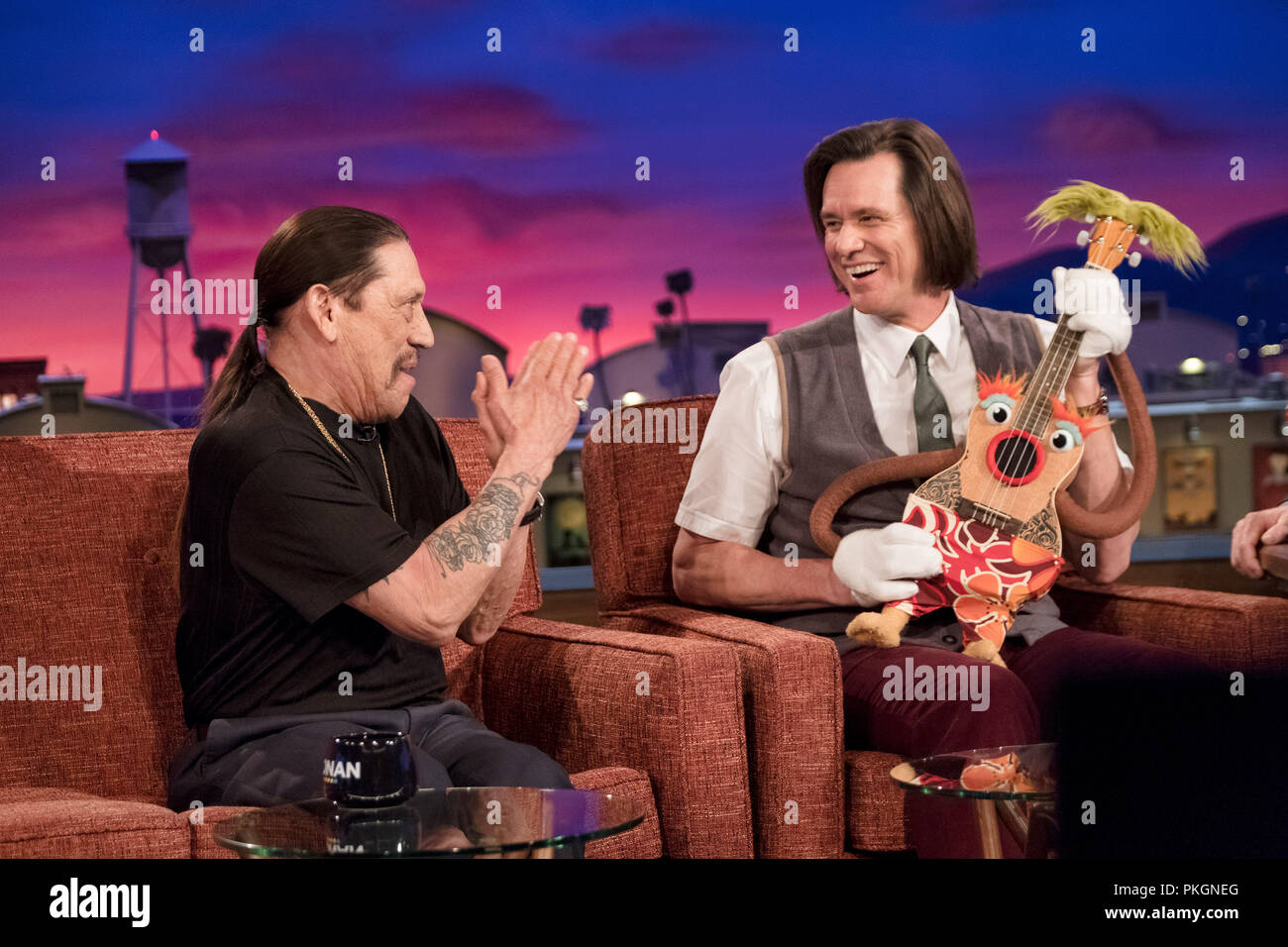 KIDDING, from left: Danny Trejo, Jim Carrey, 'Green Means Go', (Season 1, ep. 101, airs Sept. 9, 2018). photo: Erica Parise / ©Showtime / Courtesy: Everett Collection Stock Photo