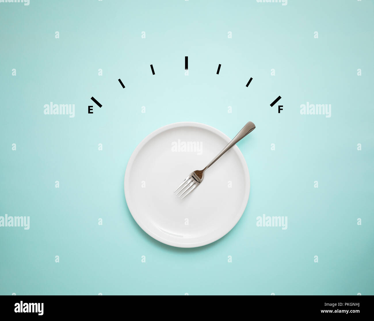 food meal with alert meter, full energy Stock Photo
