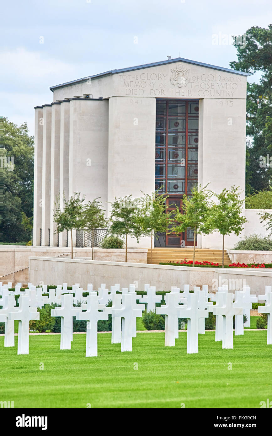 The chapel in the american war cemetery and memorial, Madingley, Cambridge, England. Stock Photo
