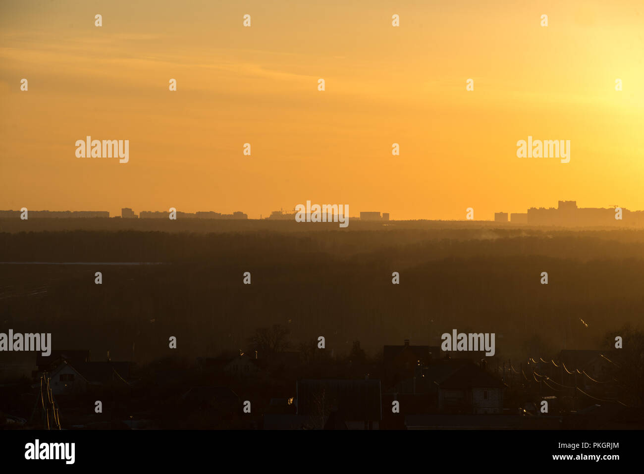 Landscape city sunrise magic hour. Hight point Stock Photo Alamy